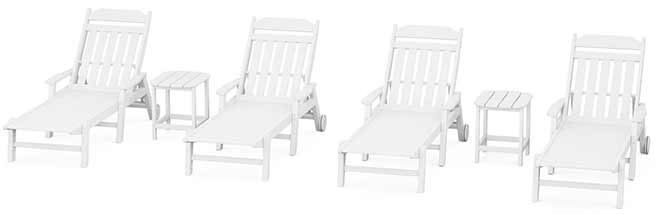 POLYWOOD® Country Living 6-Piece Chaise Set with Arms and Wheels - PWS1558-1 Chaise POLYWOOD®