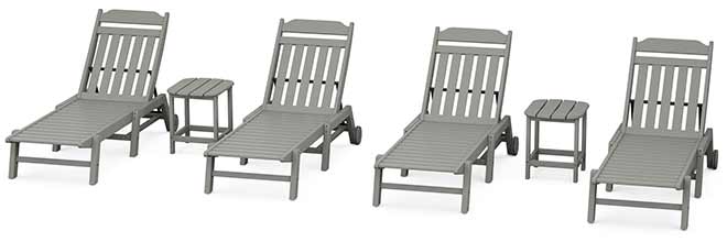 POLYWOOD® Country Living 6-Piece Chaise Set with Wheels - PWS1557-1 Chaise POLYWOOD®