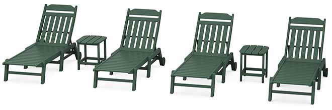 POLYWOOD® Country Living 6-Piece Chaise Set with Wheels - PWS1557-1 Chaise POLYWOOD®