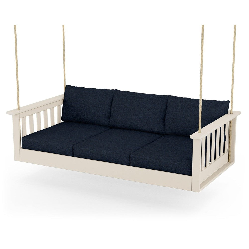 Vineyard Daybed Swing - Sand / Marine Indigo