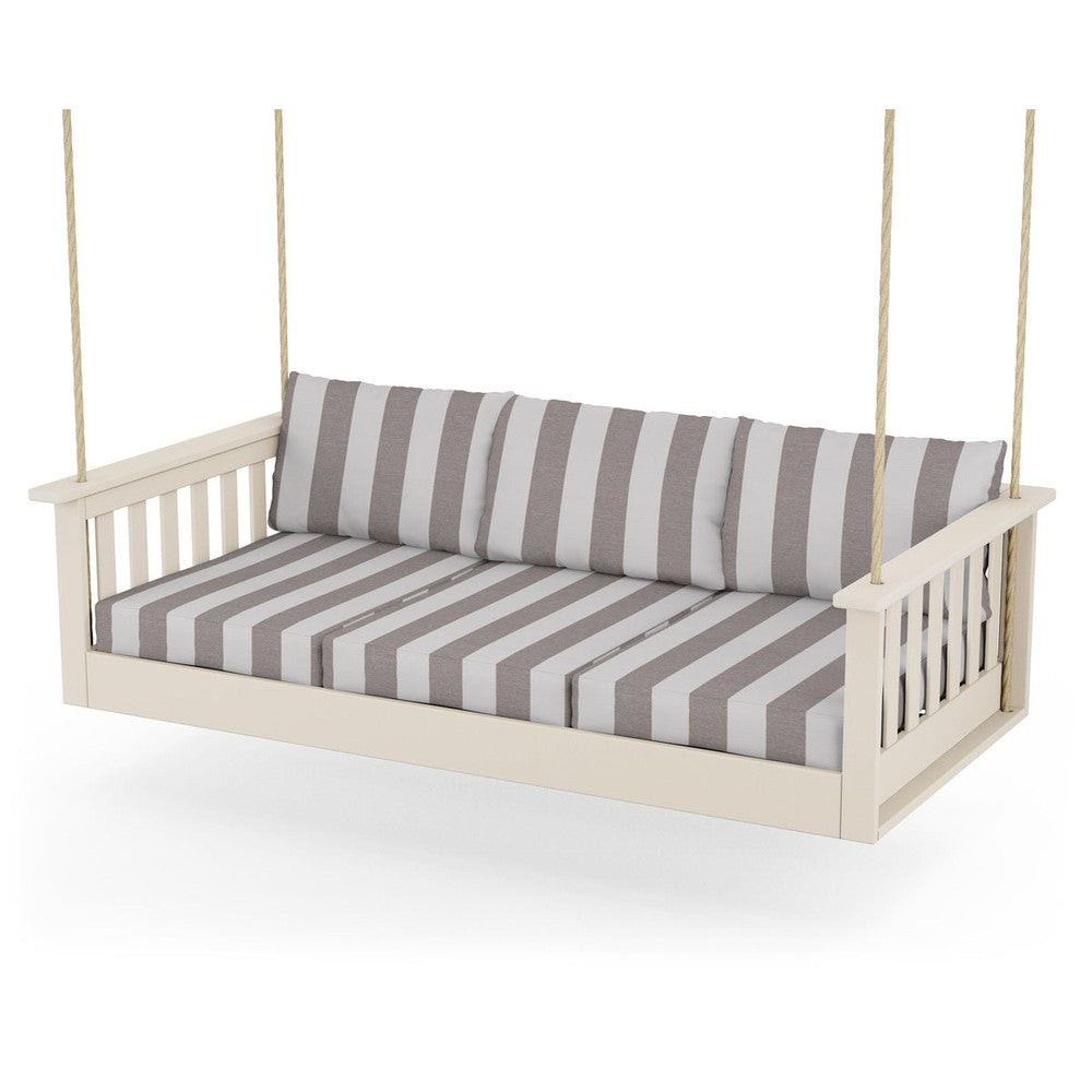 Vineyard Daybed Swing - Sand / Cabana Stripe Grey Mist