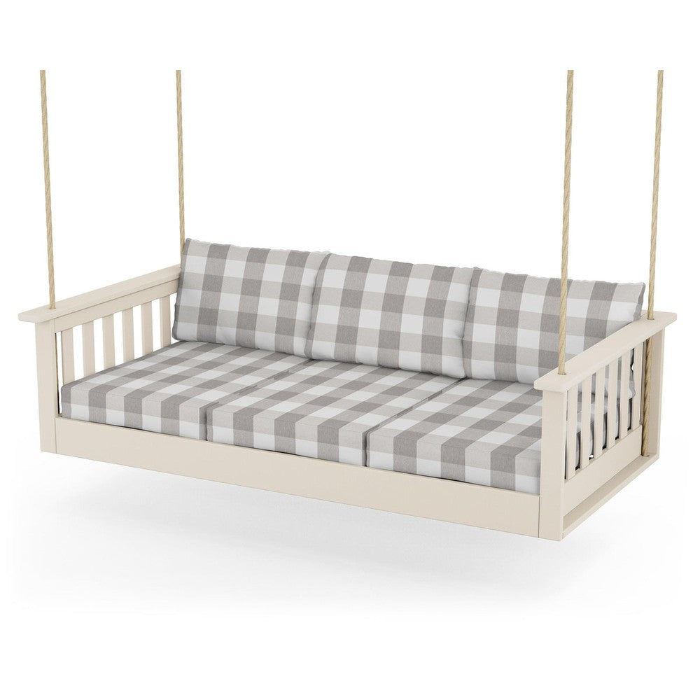 Vineyard Daybed Swing - Sand / Buffalo Plaid Grey Mist