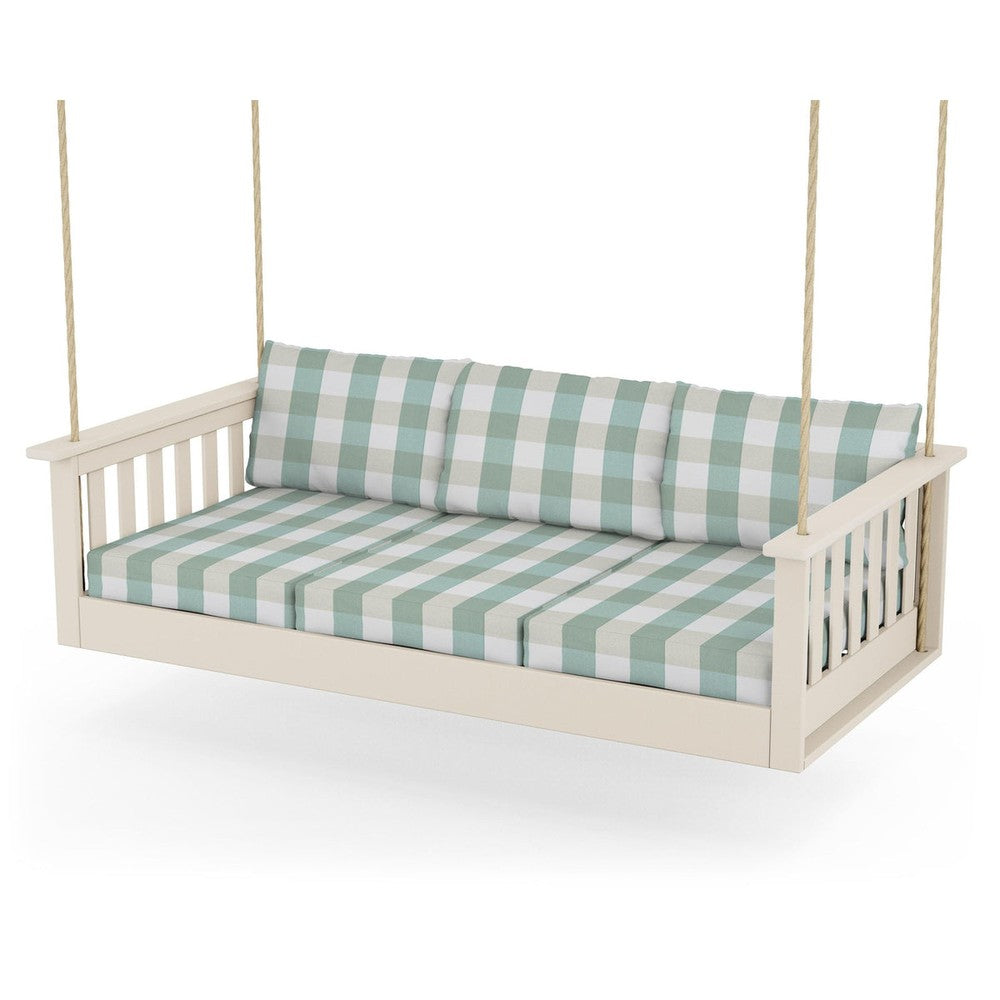 Vineyard Daybed Swing - Sand / Buffalo Plaid Glacier Spa