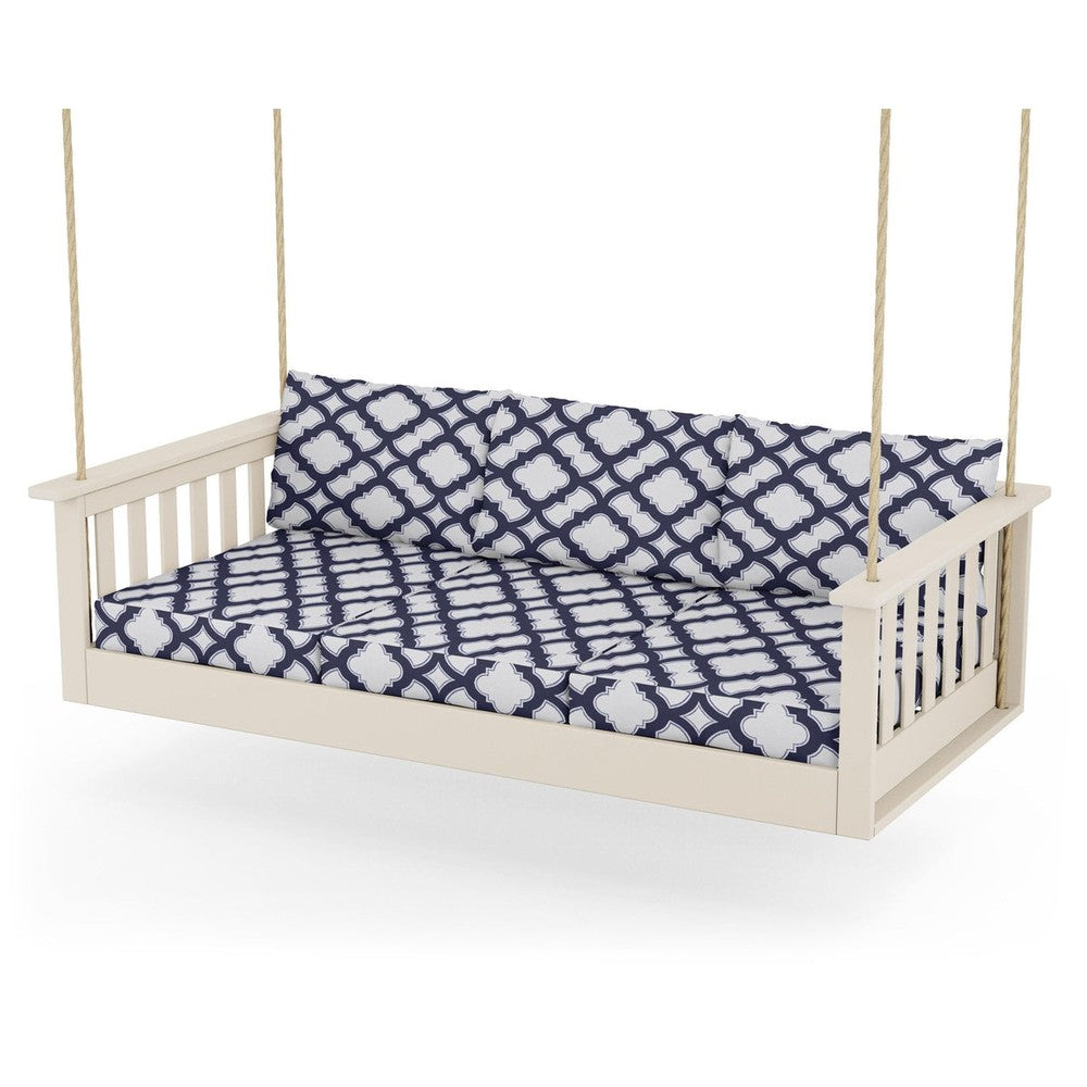 Vineyard Daybed Swing - Sand / Trellis Navy