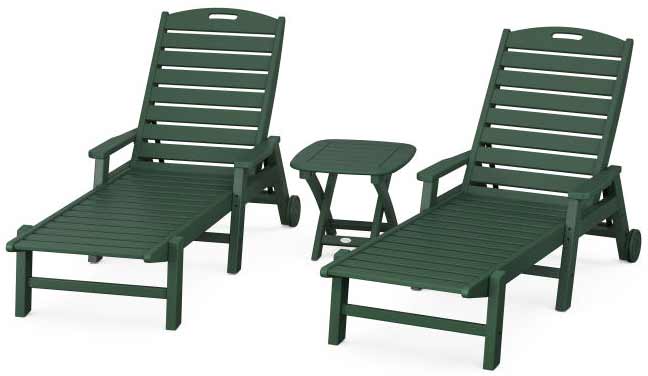 POLYWOOD® Nautical 3-Piece Chaise Set With Arms - PWS145-1 Chaise POLYWOOD®