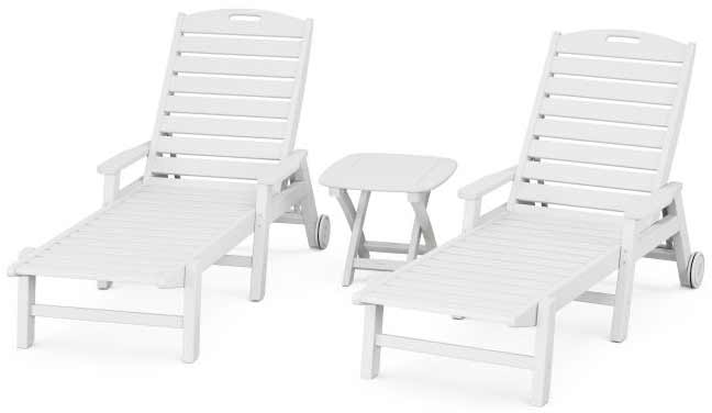 POLYWOOD® Nautical 3-Piece Chaise Set With Arms - PWS145-1 Chaise POLYWOOD®