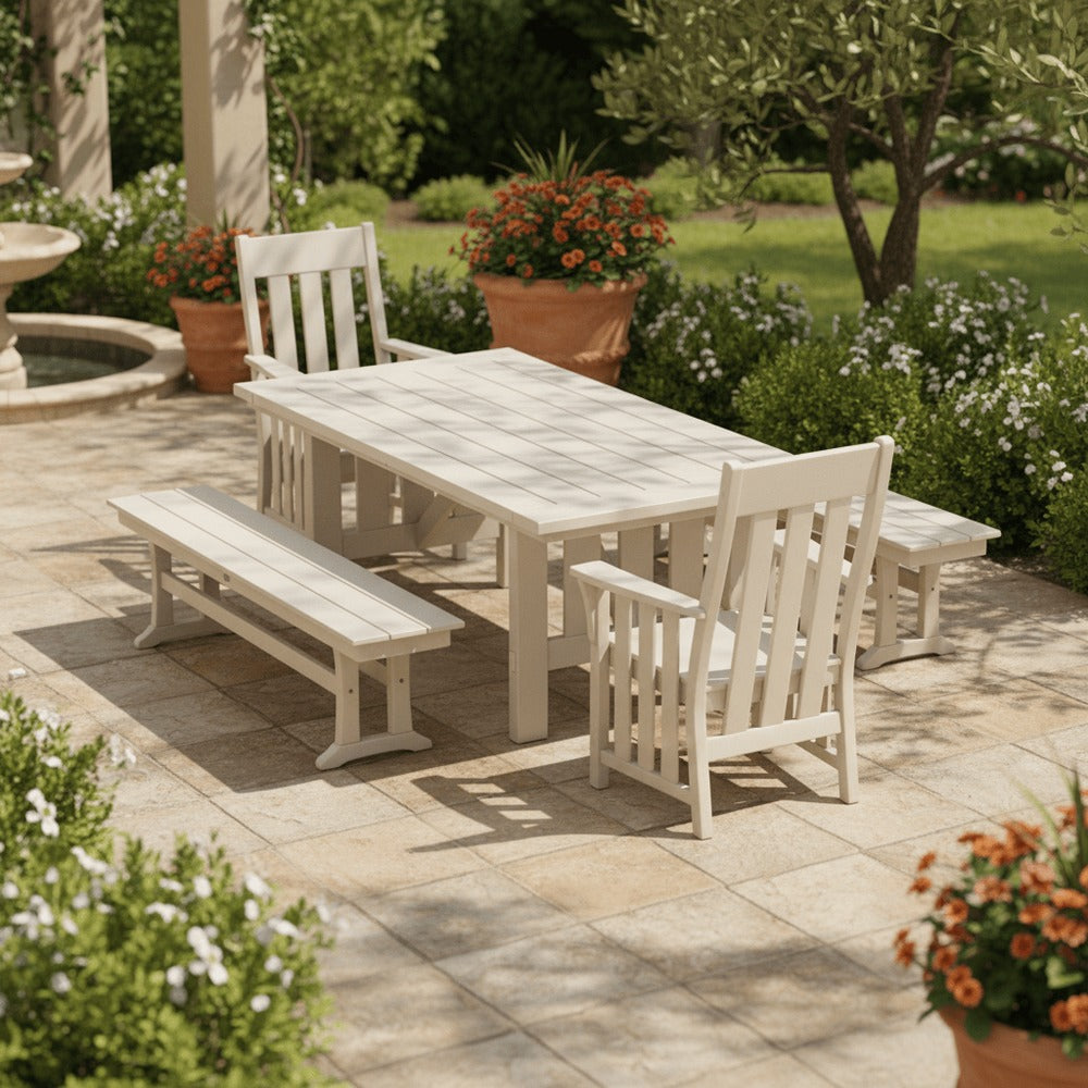 POLYWOOD® Acadia 5-Piece Dining Set with Benches - PWS2550-1 Dining Set POLYWOOD®