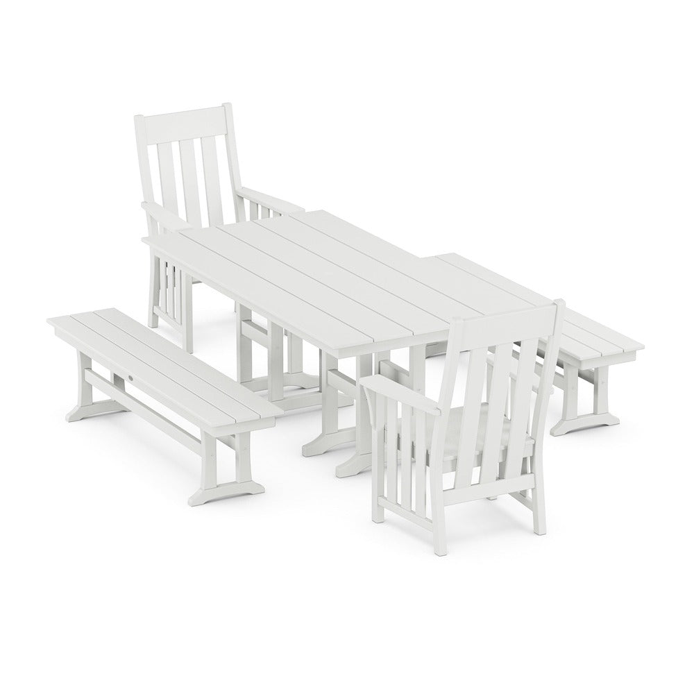 POLYWOOD® Acadia 5-Piece Farmhouse Dining Set with Benches - PWS2557-1 Dining Set POLYWOOD®