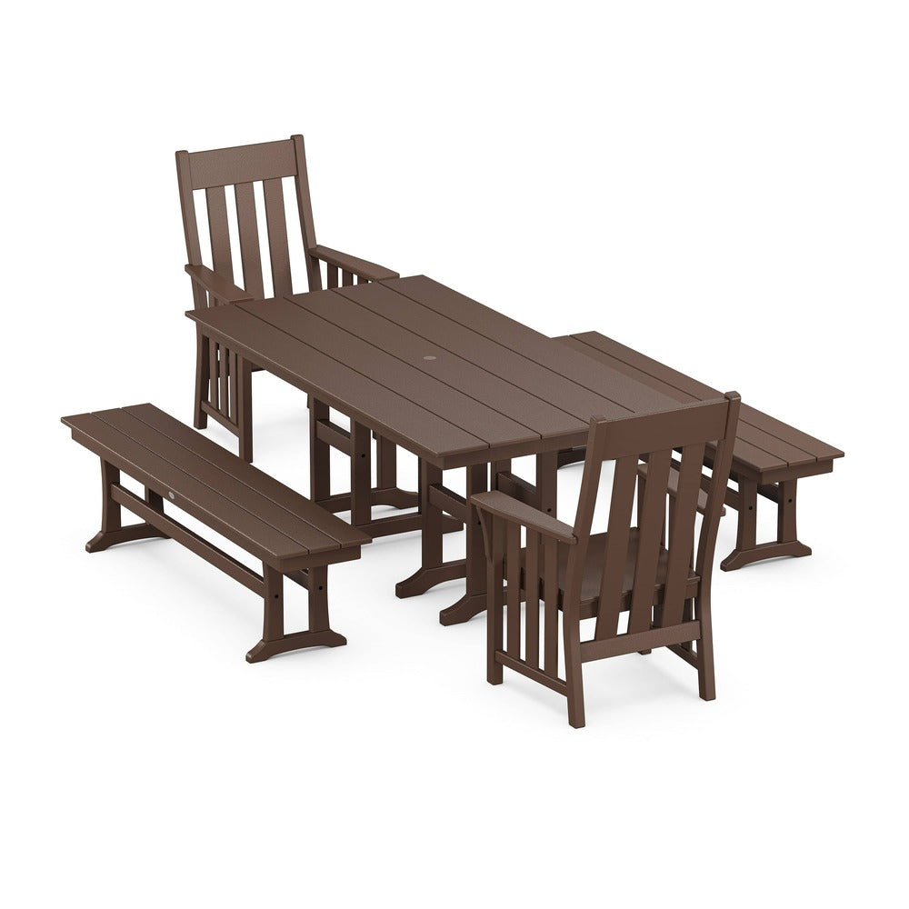 POLYWOOD® Acadia 5-Piece Farmhouse Dining Set with Benches - PWS2557-1 Dining Set POLYWOOD®