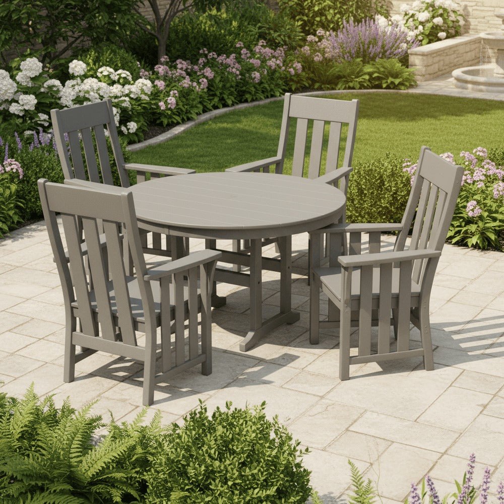 POLYWOOD® Acadia 5-Piece Round Farmhouse Dining Set - PWS2560-1 Dining Set POLYWOOD®