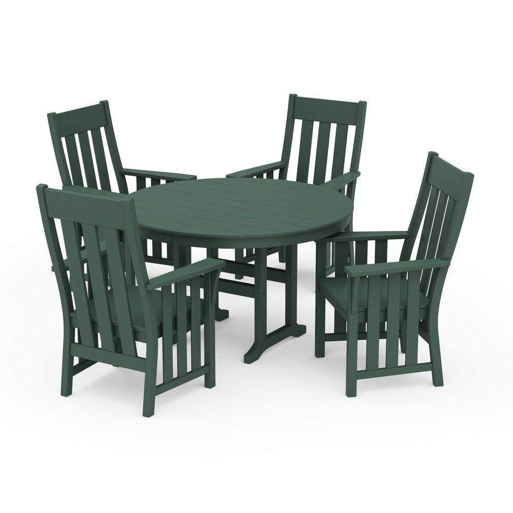 POLYWOOD® Acadia 5-Piece Round Farmhouse Dining Set - PWS2560-1 Dining Set POLYWOOD®