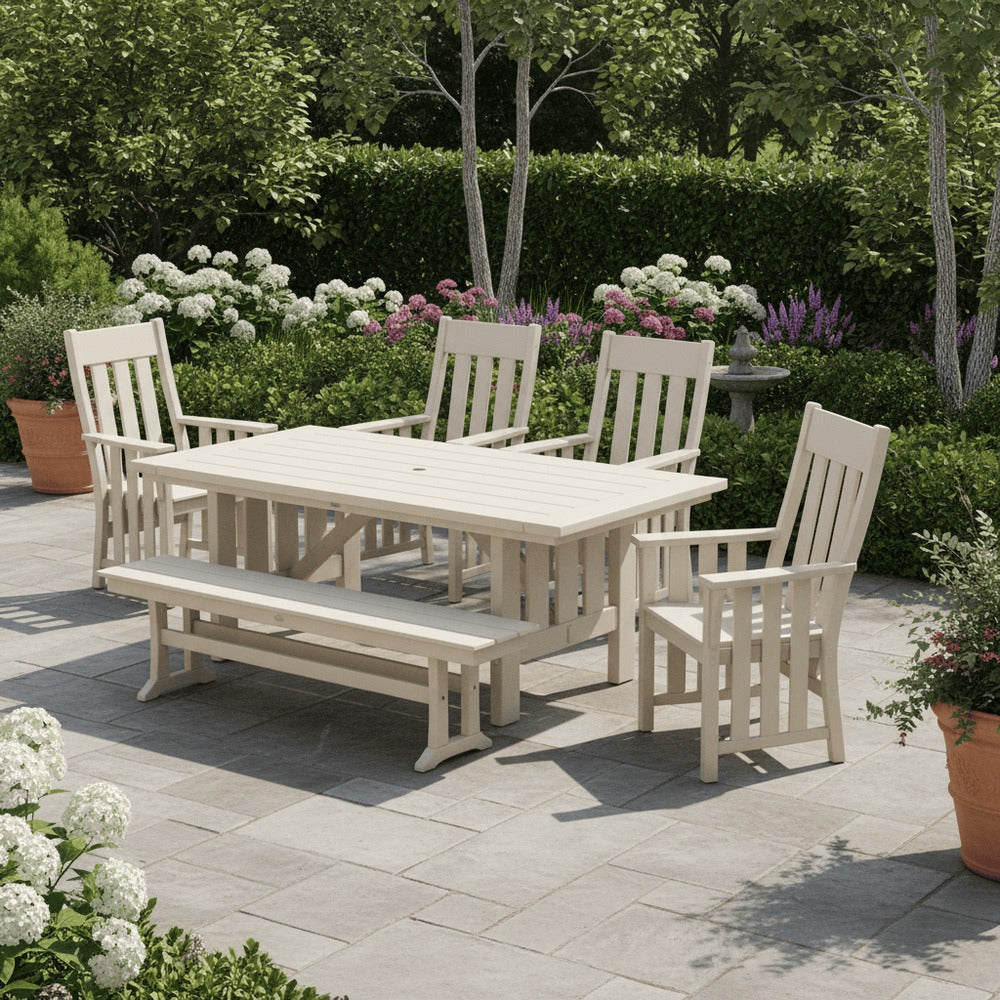 POLYWOOD® Acadia 6-Piece Dining Set with Bench - PWS2549-1 Dining Set POLYWOOD®
