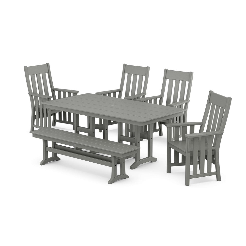 POLYWOOD® Acadia 6-Piece Farmhouse Dining Set with Bench - PWS2556-1 Dining Set POLYWOOD®