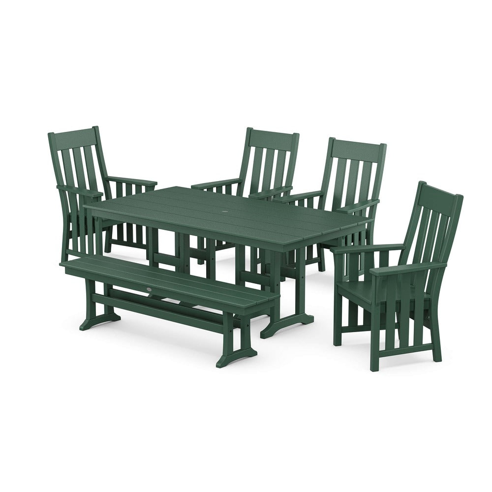 POLYWOOD® Acadia 6-Piece Farmhouse Dining Set with Bench - PWS2556-1 Dining Set POLYWOOD®