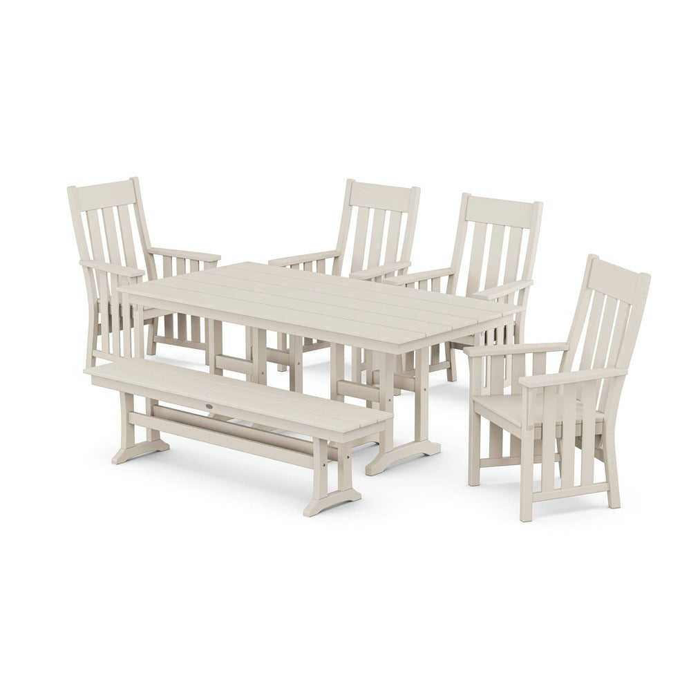 POLYWOOD® Acadia 6-Piece Farmhouse Dining Set with Bench - PWS2556-1 Dining Set POLYWOOD®