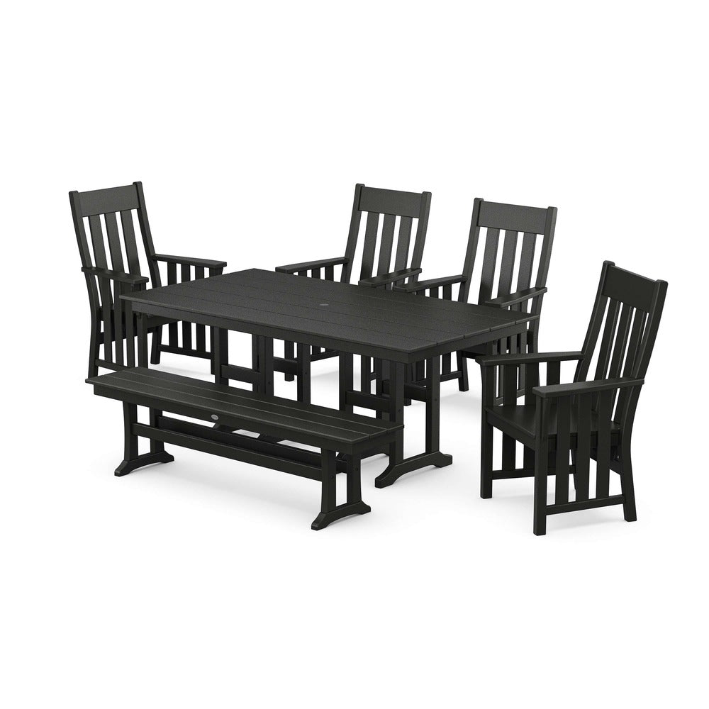 POLYWOOD® Acadia 6-Piece Farmhouse Dining Set with Bench - PWS2556-1 Dining Set POLYWOOD®