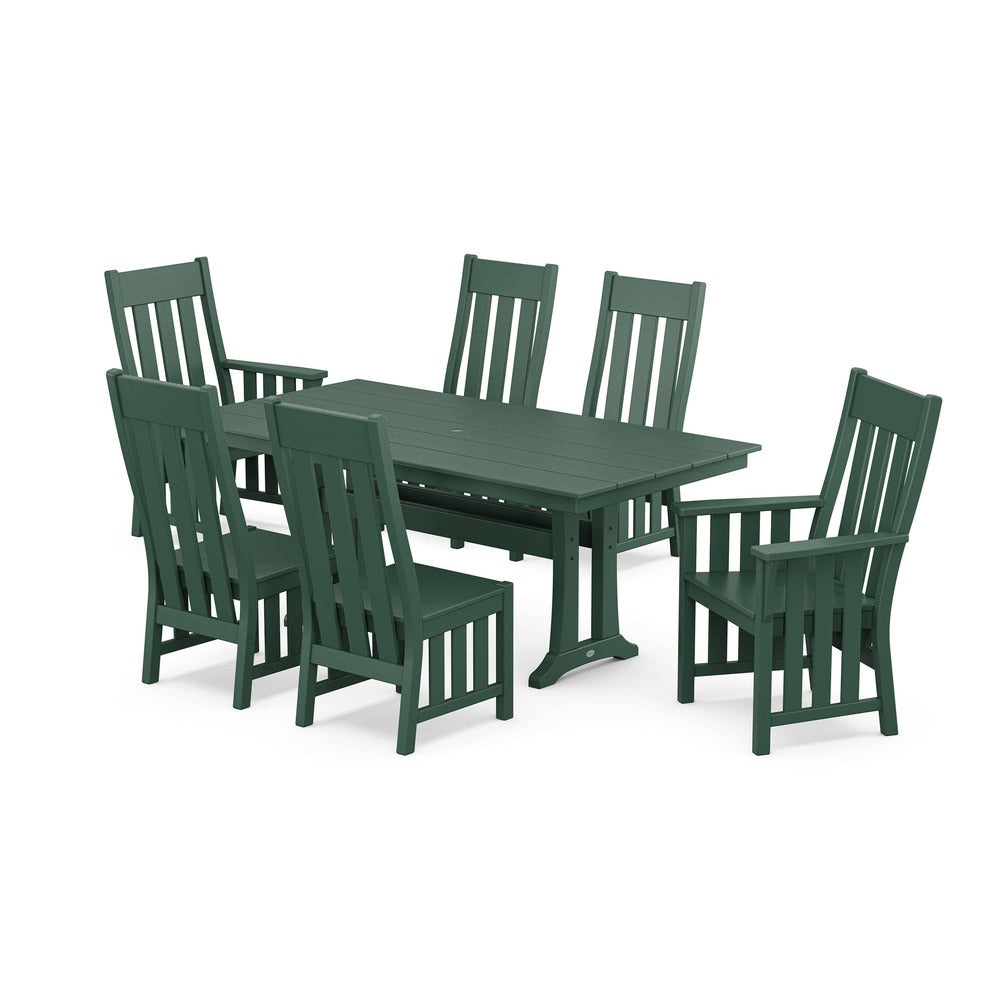POLYWOOD® Acadia 7-Piece Farmhouse Dining Set with Trestle Legs - PWS2553-1 Dining Set POLYWOOD®