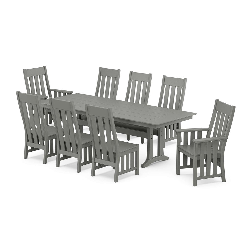 POLYWOOD® Acadia 9-Piece Farmhouse Dining Set with Trestle Legs - PWS2551-1 Dining Set POLYWOOD®