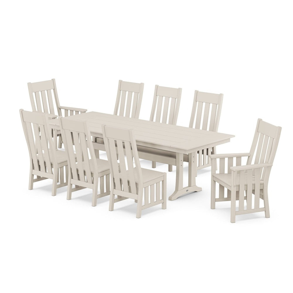 POLYWOOD® Acadia 9-Piece Farmhouse Dining Set with Trestle Legs - PWS2551-1 Dining Set POLYWOOD®