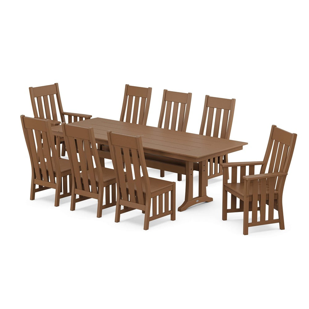 POLYWOOD® Acadia 9-Piece Farmhouse Dining Set with Trestle Legs - PWS2551-1 Dining Set POLYWOOD®