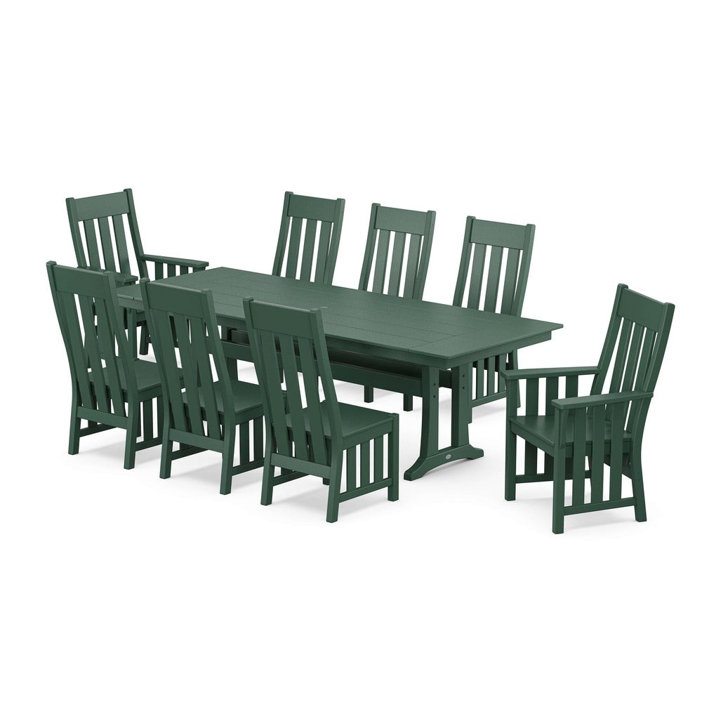 POLYWOOD® Acadia 9-Piece Farmhouse Dining Set with Trestle Legs - PWS2551-1 Dining Set POLYWOOD®