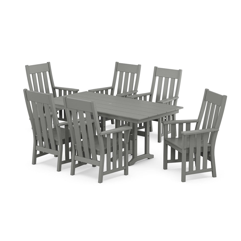 POLYWOOD® Acadia Arm Chair 7-Piece Farmhouse Dining Set - PWS2554-1 Dining Set POLYWOOD®