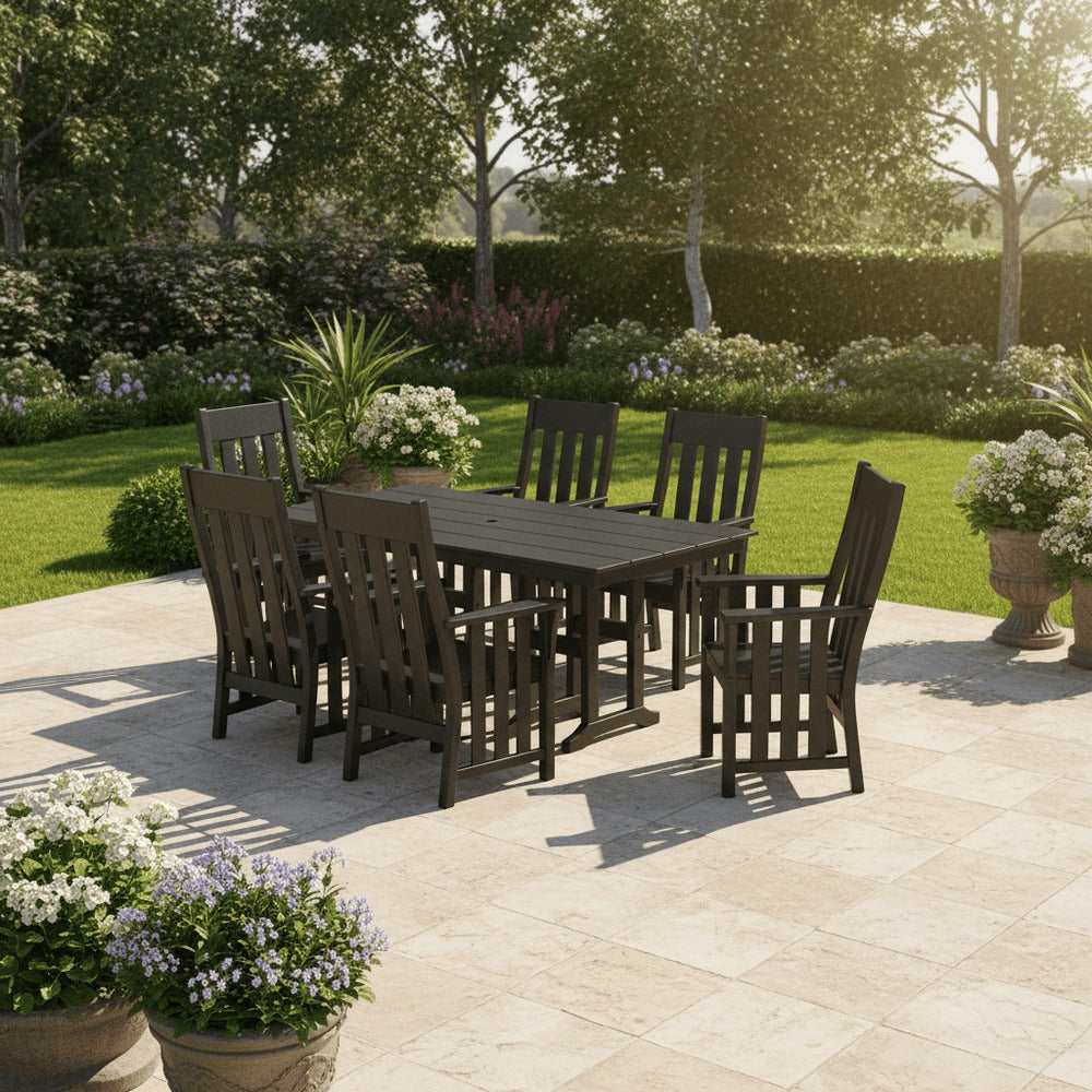 POLYWOOD® Acadia Arm Chair 7-Piece Farmhouse Dining Set - PWS2554-1 Dining Set POLYWOOD®