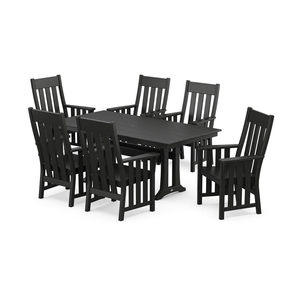 POLYWOOD® Acadia Arm Chair 7-Piece Farmhouse Dining Set with Trestle Legs - PWS2555-1 Dining Set POLYWOOD®