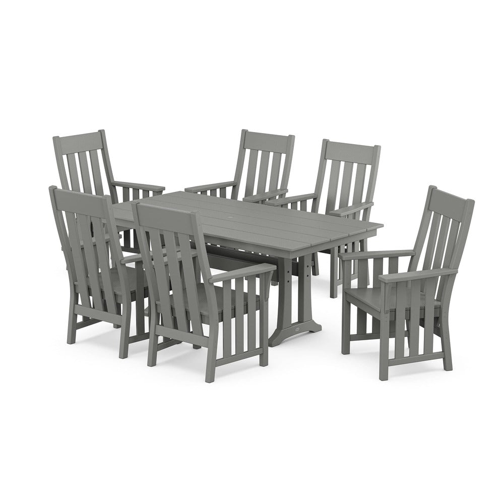 POLYWOOD® Acadia Arm Chair 7-Piece Farmhouse Dining Set with Trestle Legs - PWS2555-1 Dining Set POLYWOOD®