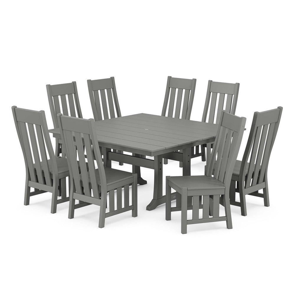 POLYWOOD® Acadia Side Chair 9-Piece Square Farmhouse Dining Set with Trestle Legs - PWS2562-1 Dining Set POLYWOOD®