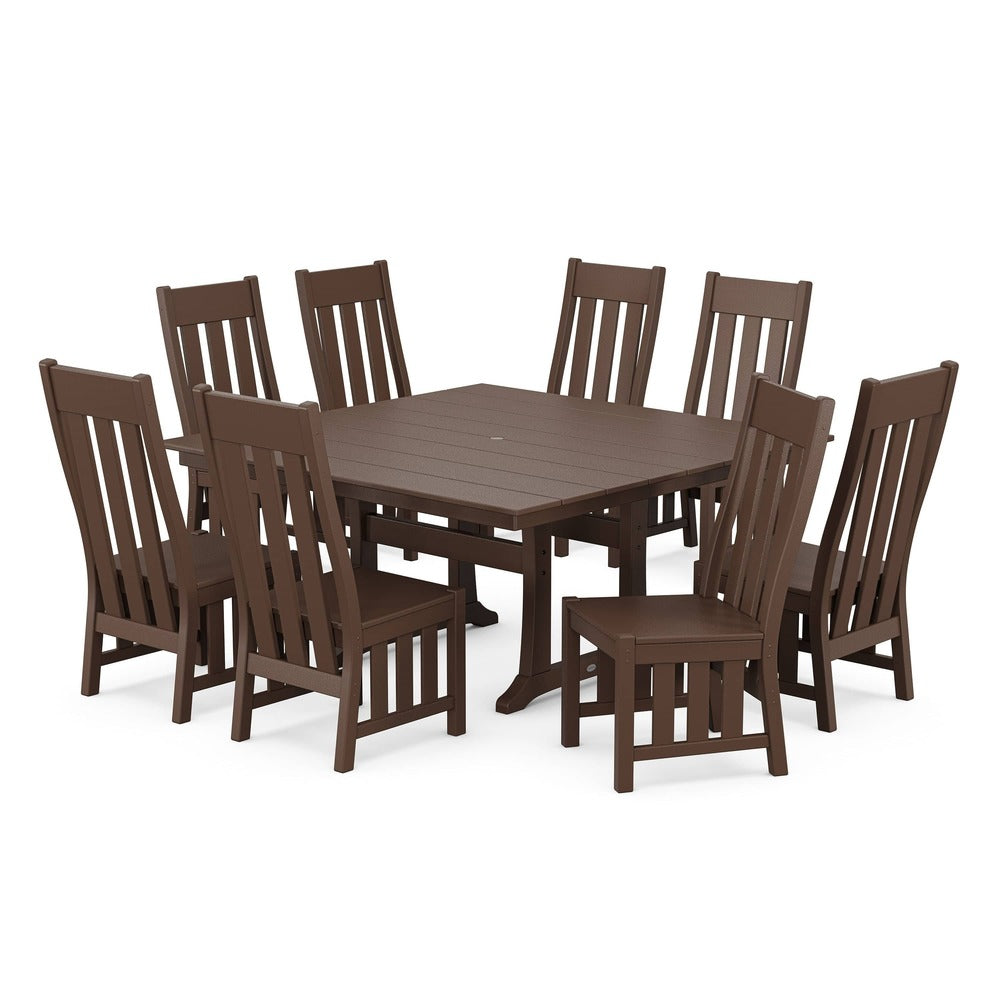 POLYWOOD® Acadia Side Chair 9-Piece Square Farmhouse Dining Set with Trestle Legs - PWS2562-1 Dining Set POLYWOOD®