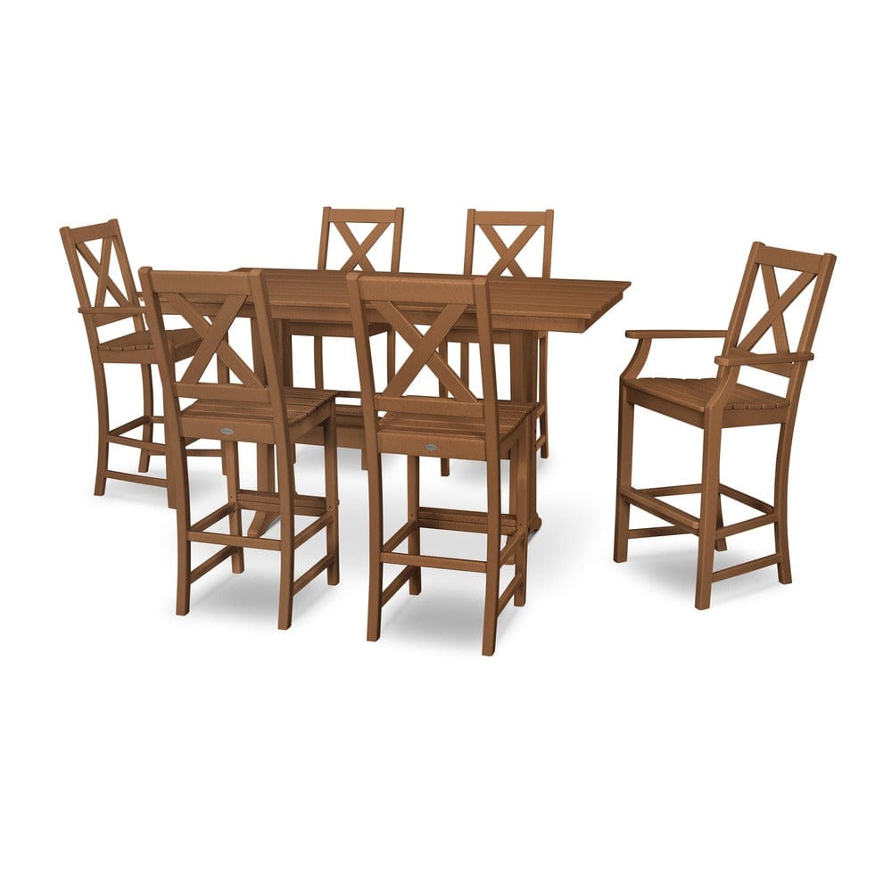 POLYWOOD® Braxton 7-Piece Farmhouse Trestle Bar Set PWS512-1 Dining Set POLYWOOD®