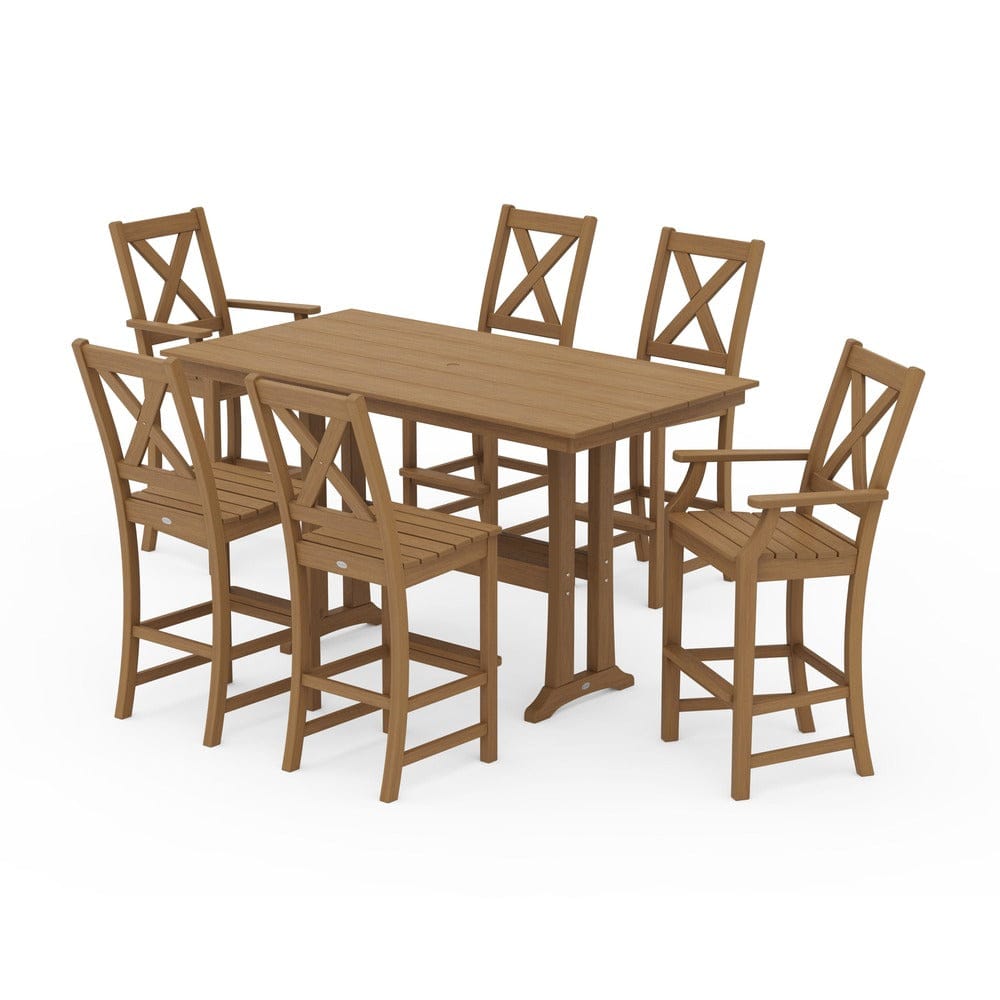 POLYWOOD® Braxton 7-Piece Farmhouse Trestle Bar Set PWS512-1 Dining Set POLYWOOD®