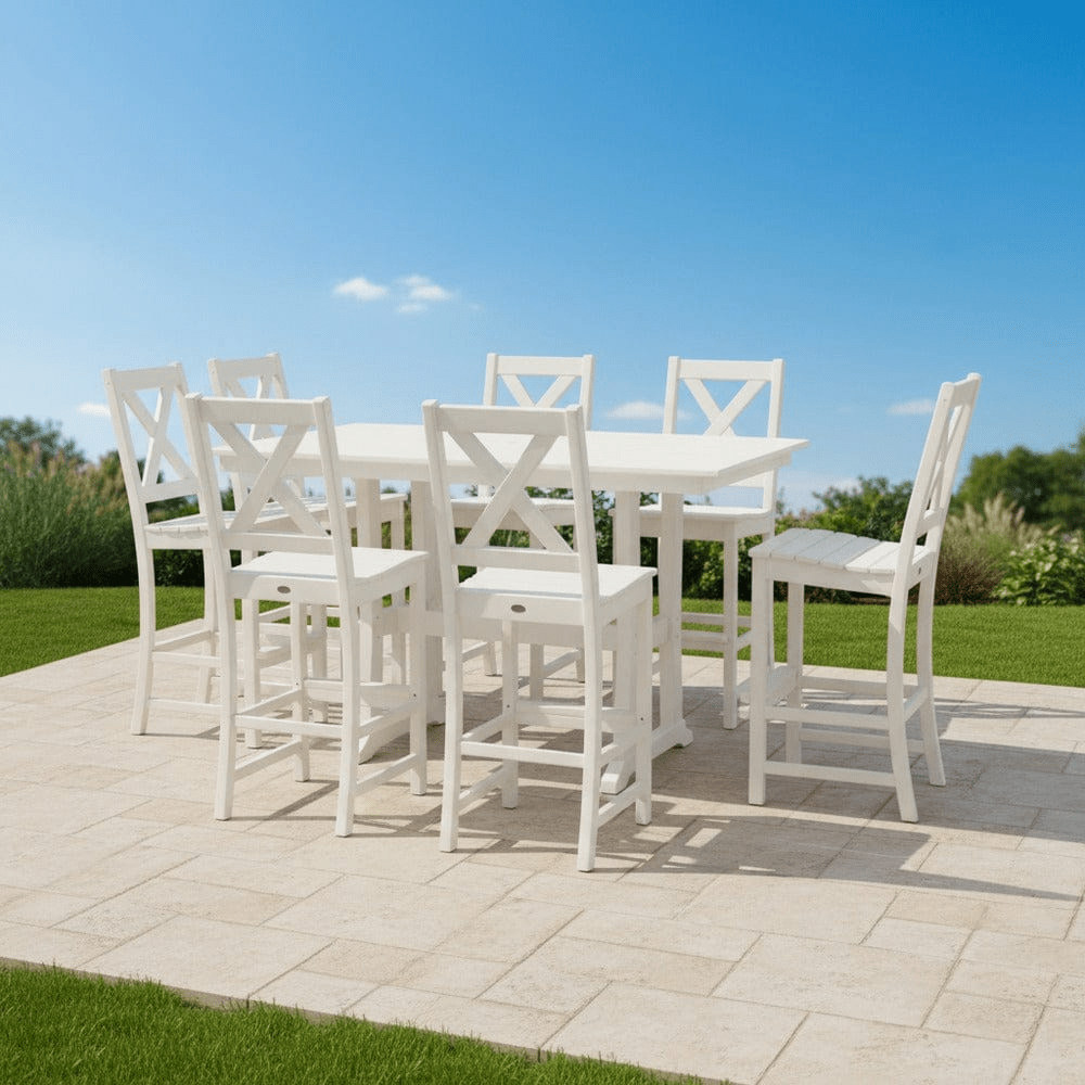 POLYWOOD® Braxton 9-Piece Farmhouse Trestle Bar Set PWS514-1 Dining Set POLYWOOD®