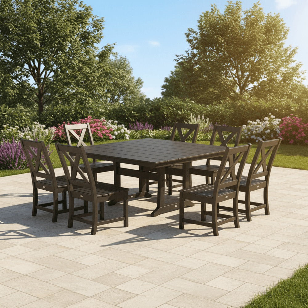 POLYWOOD® Braxton Side Chair 9-Piece Farmhouse Dining Set PWS1286-1 Dining Set POLYWOOD®