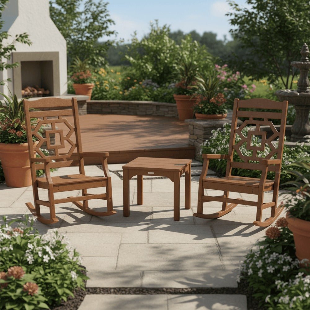POLYWOOD® Chinoiserie 3-Piece Rocking Chair Set - PWS1560-1 Rocking Chair POLYWOOD®