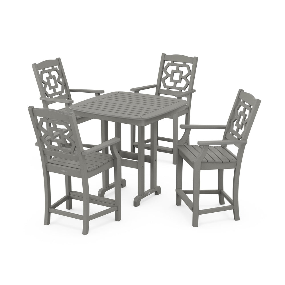 Chinoiserie 5-Piece Counter Set - Slate Grey