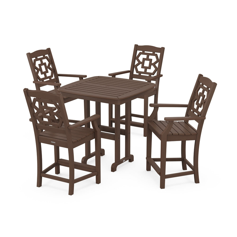 Chinoiserie 5-Piece Counter Set - Mahogany