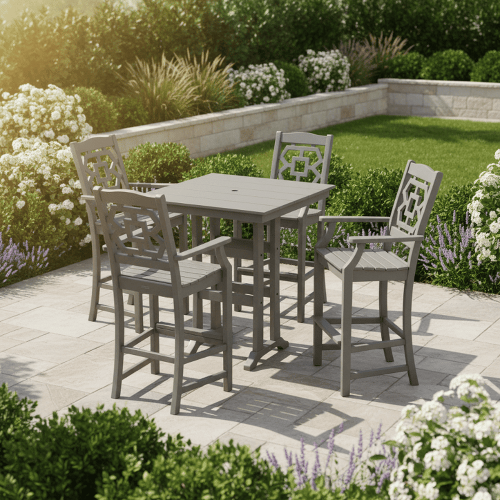POLYWOOD® Chinoiserie 5-Piece Farmhouse Bar Set with Trestle Legs - PWS1611-1 Dining Set POLYWOOD®