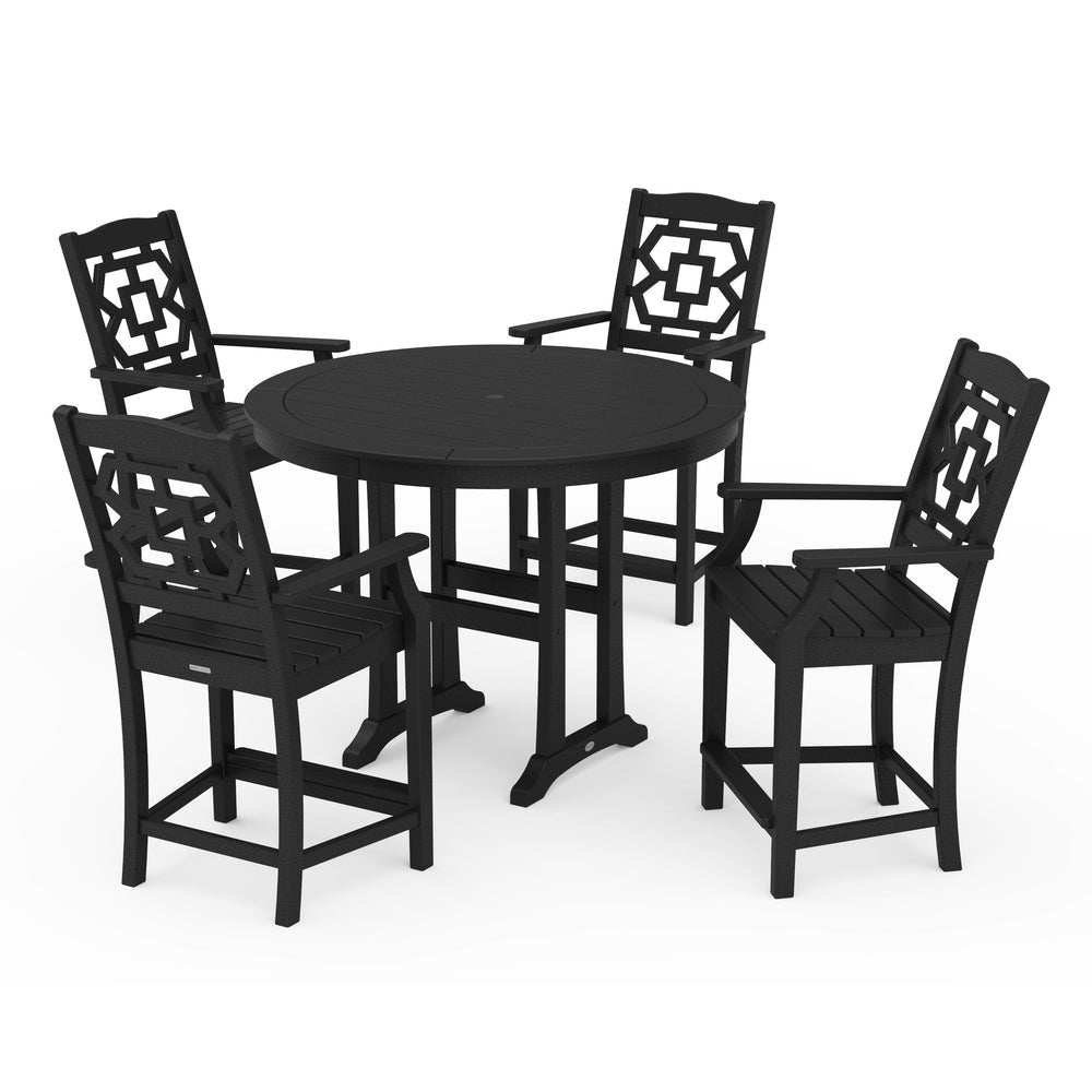 Chinoiserie 5-Piece Round Counter Set - Black