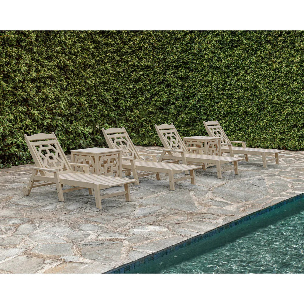 POLYWOOD® Chinoiserie 6-Piece Chaise Set with Umbrella Stand Accent Table - PWS2437-1 Chaise POLYWOOD®