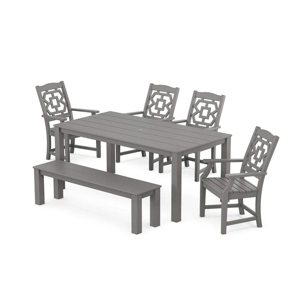POLYWOOD® Chinoiserie 6-Piece Parsons Dining Set with Bench - PWS2377-1 Dining Set POLYWOOD®
