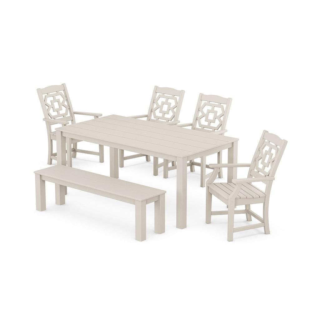 POLYWOOD® Chinoiserie 6-Piece Parsons Dining Set with Bench - PWS2377-1 Dining Set POLYWOOD®