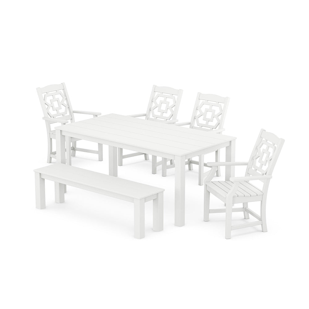 POLYWOOD® Chinoiserie 6-Piece Parsons Dining Set with Bench - PWS2377-1 Dining Set POLYWOOD®