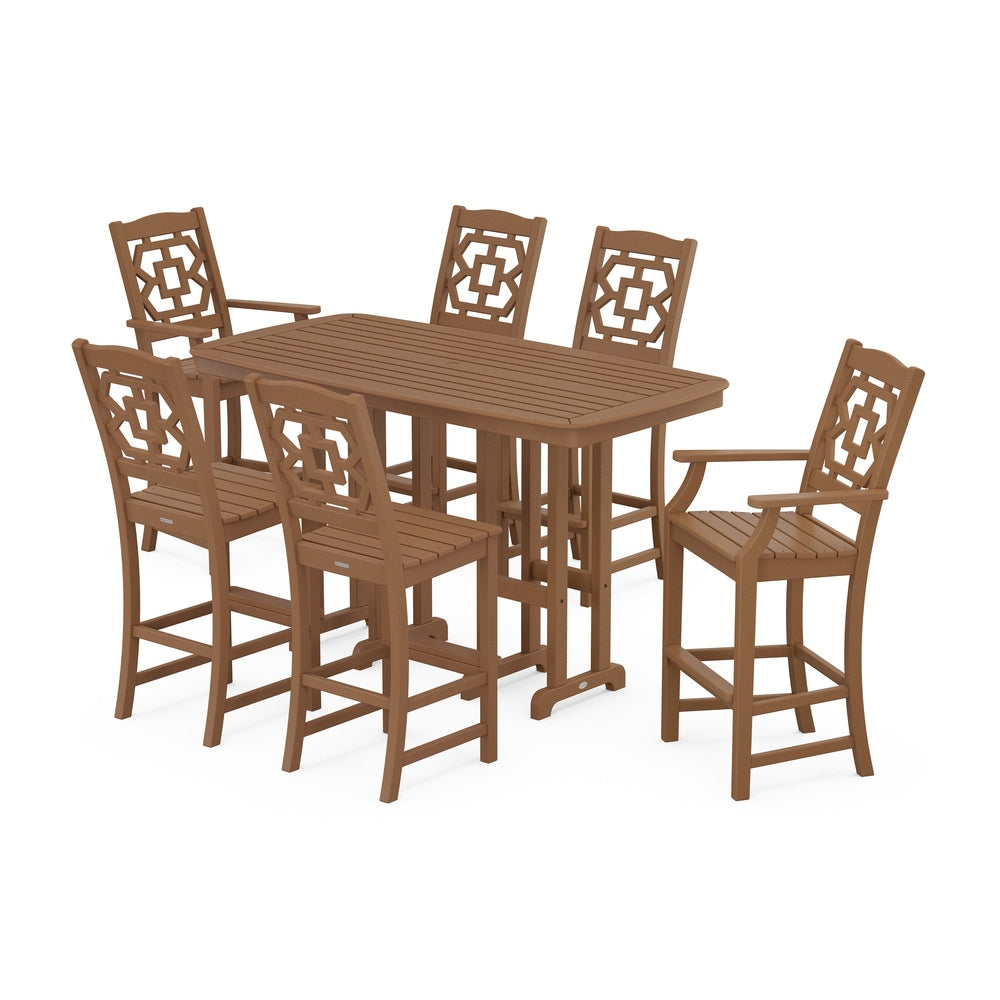 Chinoiserie 7-Piece Bar Set - Teak