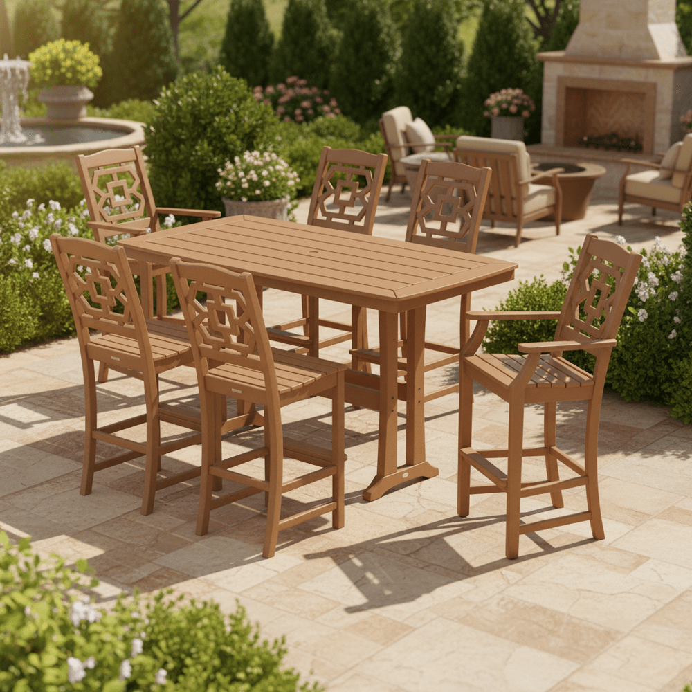 POLYWOOD® Chinoiserie 7-Piece Bar Set with Trestle Legs - PWS1605-1