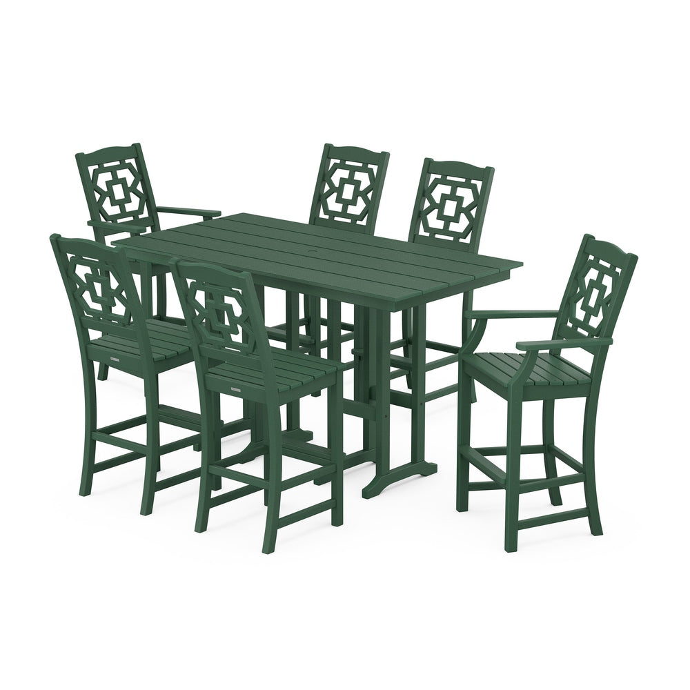 Chinoiserie 7-Piece Farmhouse Bar Set - Green