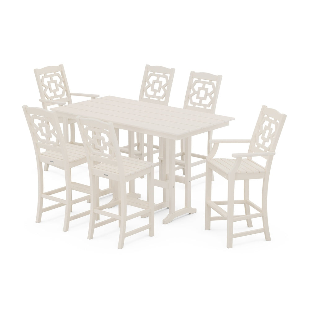 Chinoiserie 7-Piece Farmhouse Bar Set - Sand