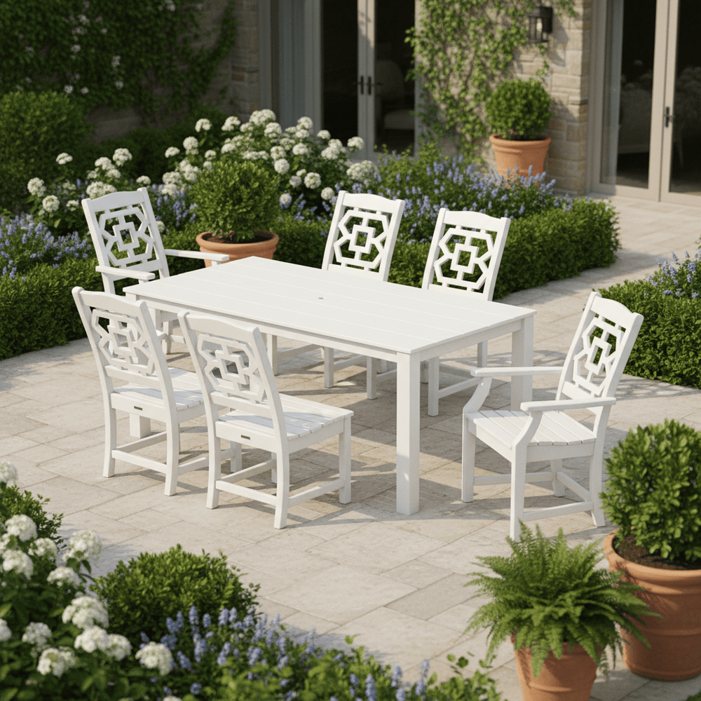 POLYWOOD® Chinoiserie 7-Piece Parsons Dining Set - PWS2375-1 Dining Set POLYWOOD®