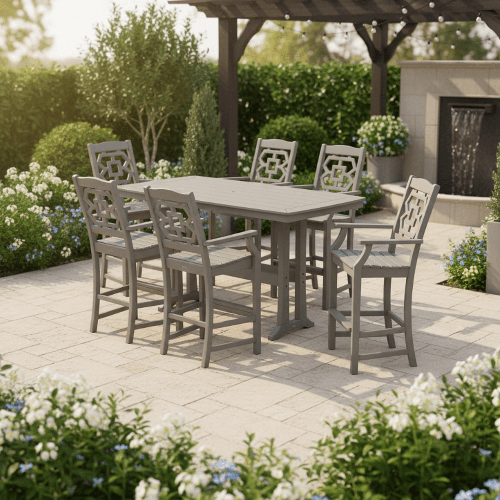 POLYWOOD® Chinoiserie Arm Chair 7-Piece Bar Set - PWS1608-1